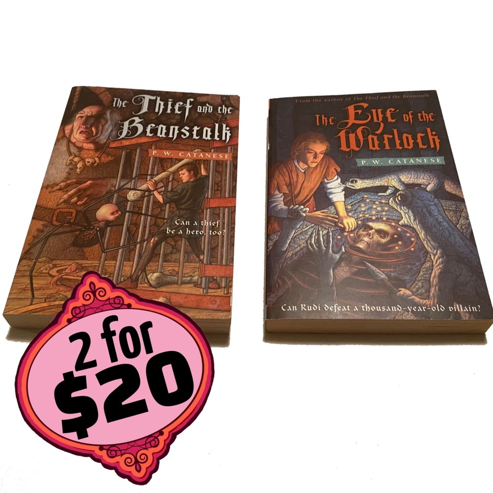 Set of 2 YA Novels Thief & Beanstalk + Warlock Sequel Fantasy Fiction Books